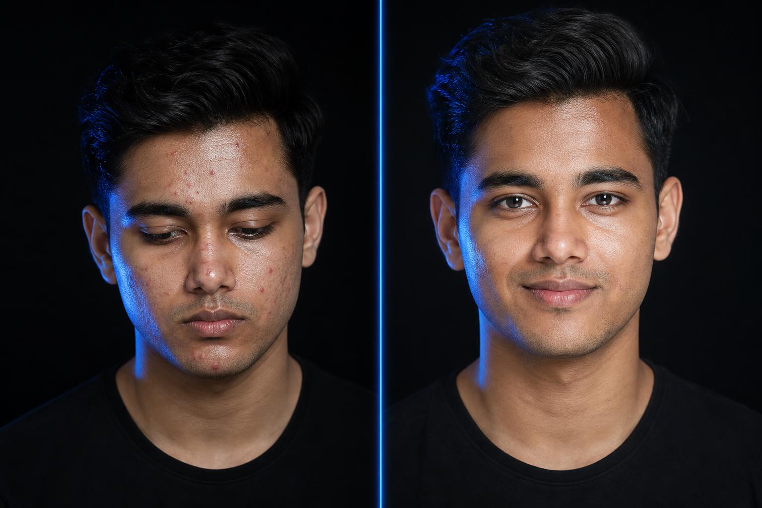 Before and after skin transformation